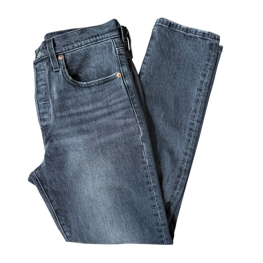 Levis Premium 501 S Skinny Jeans Washed Black Gray 27x28 Button Fly High Rise